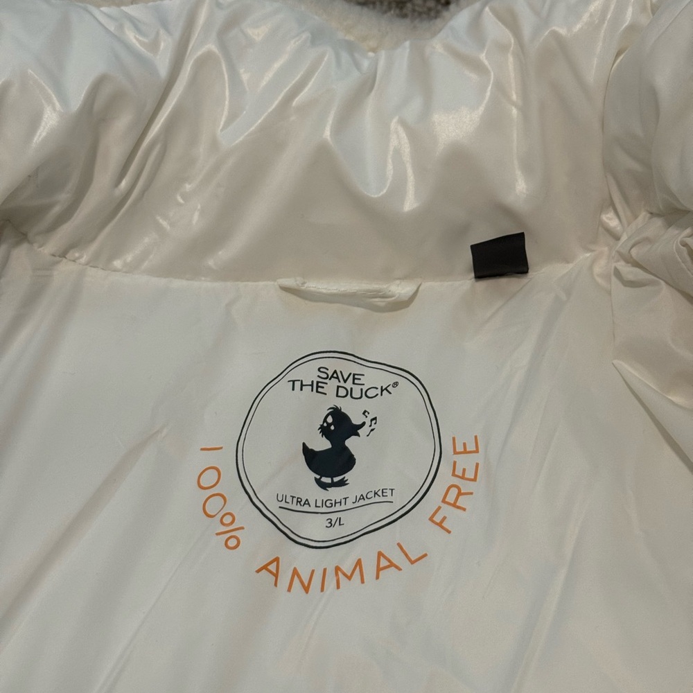Save the Duck White Fleece Puffer Coat - Picture 7 of 13